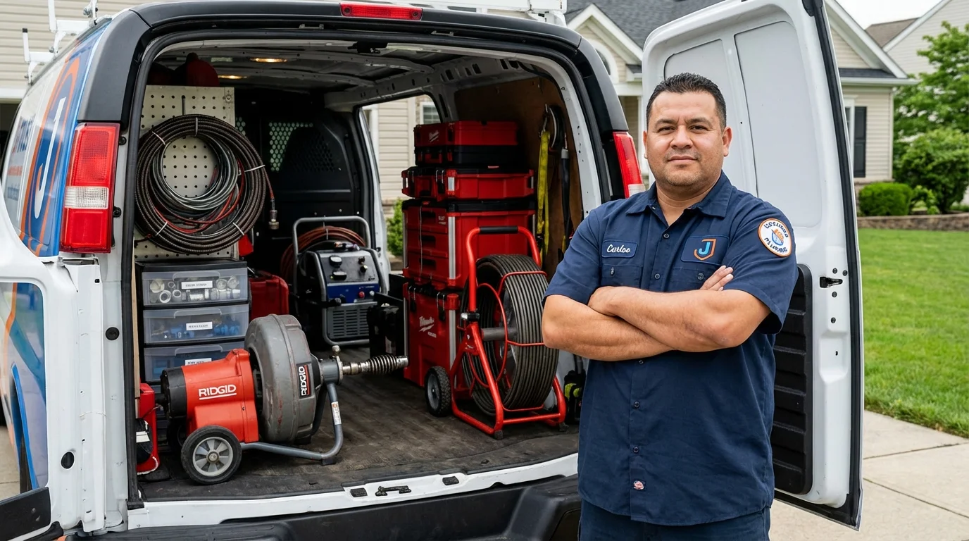 Professional drain cleaning equipment and Johns Plumbing LLC plumber in Edgewood