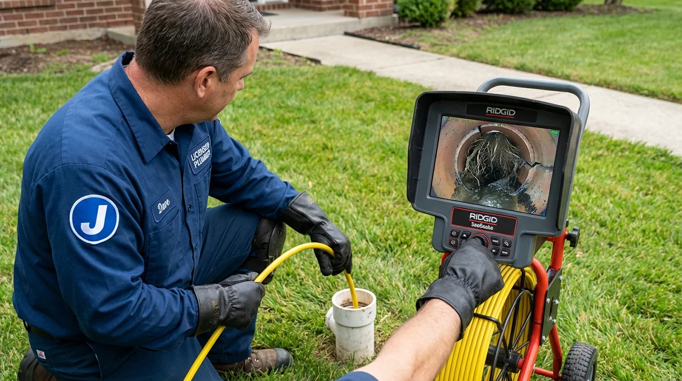 Sewer camera inspection being performed by Johns Plumbing LLC in Edgewood